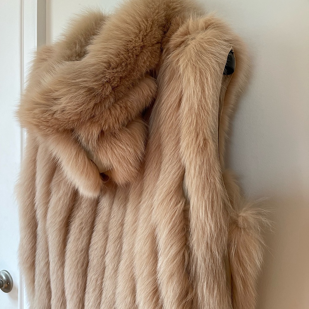 Authentic Fox Fur Zippered Vest with Hood
